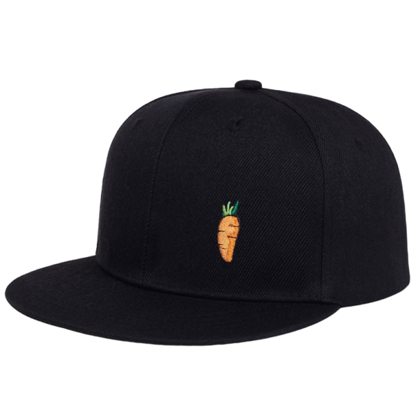 Unisex Hip Hop Cap Featuring Cartoon Carrot Embroidery